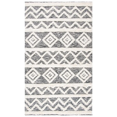 Safavieh 8 x 10 ft. Kenya Hand Loomed Rectangle Area Rug Ivory & Black KNY456A-8